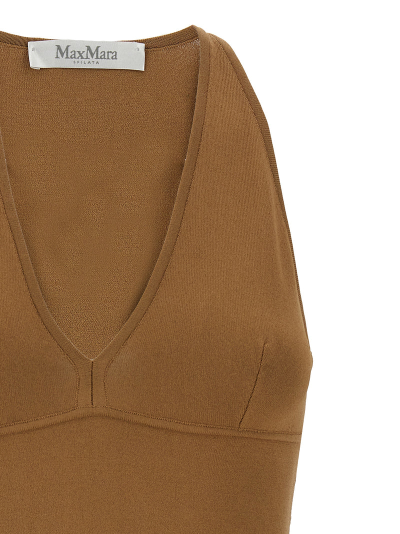 T-shirt sans manches marron en viscose Max Mara