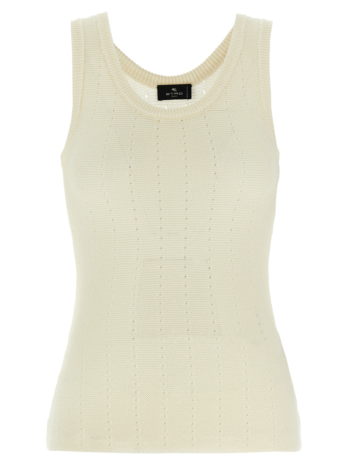 T-shirt sans manches en soie blanche Etro