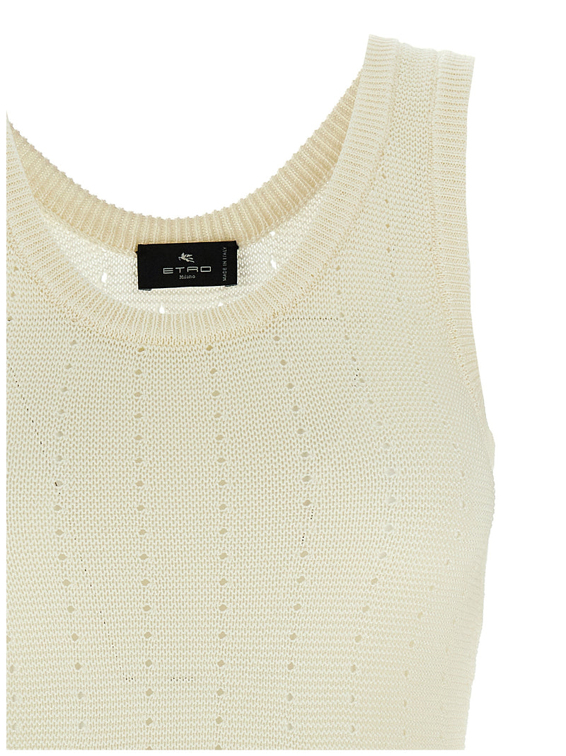 T-shirt sans manches en soie blanche Etro