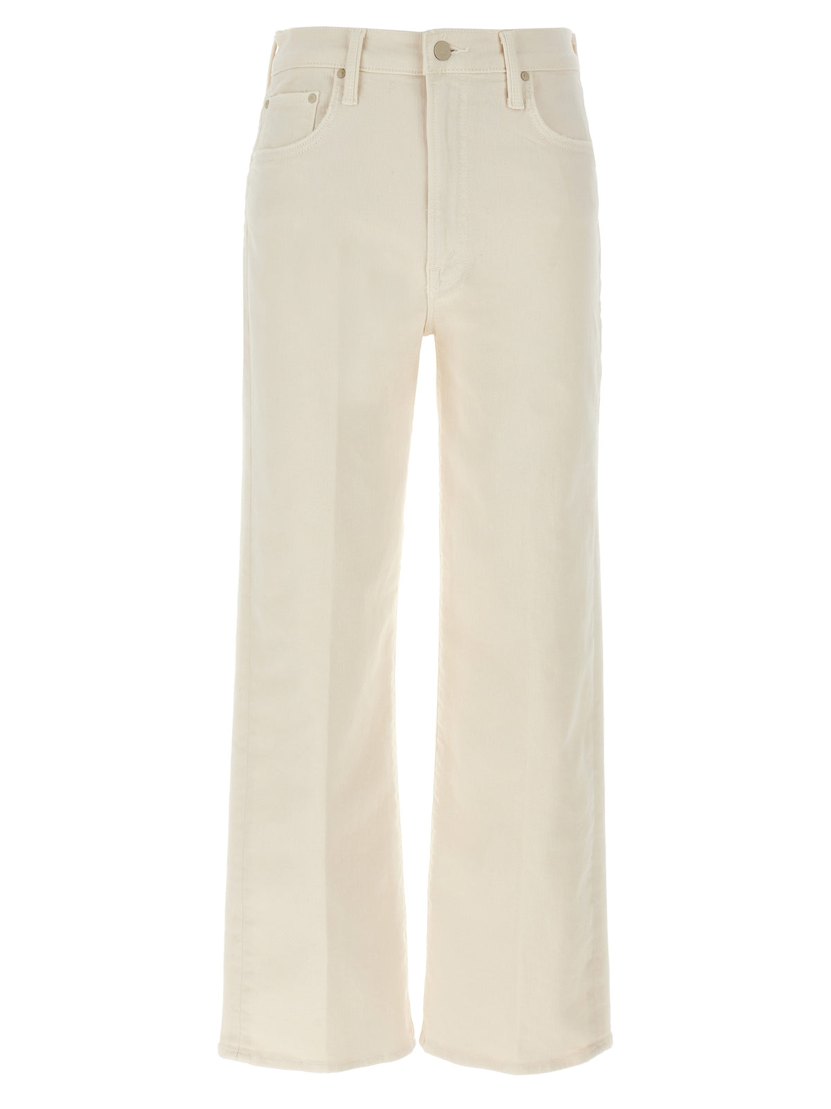 Mother Denim The Rambler Zip Ankle White High-Waisted Jeans
