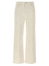 Mother Denim The Rambler Zip Ankle White High-Waisted Jeans