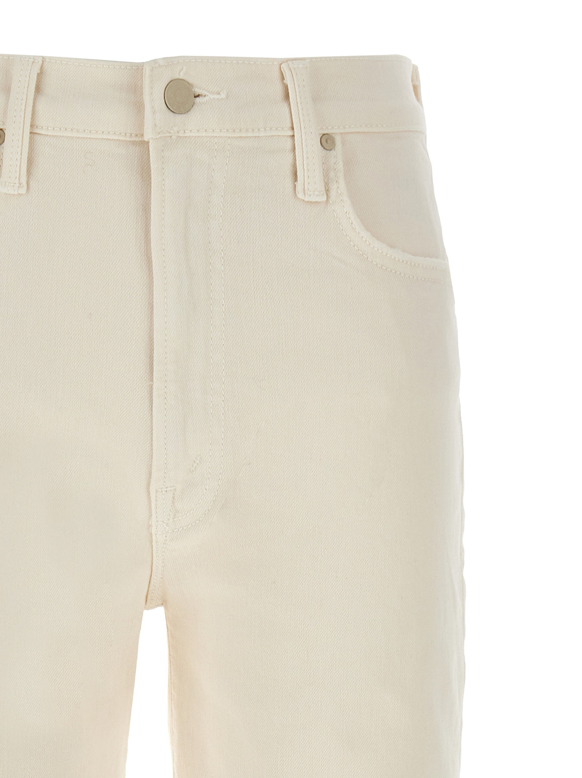 Mother Denim The Rambler Zip Ankle White High-Waisted Jeans