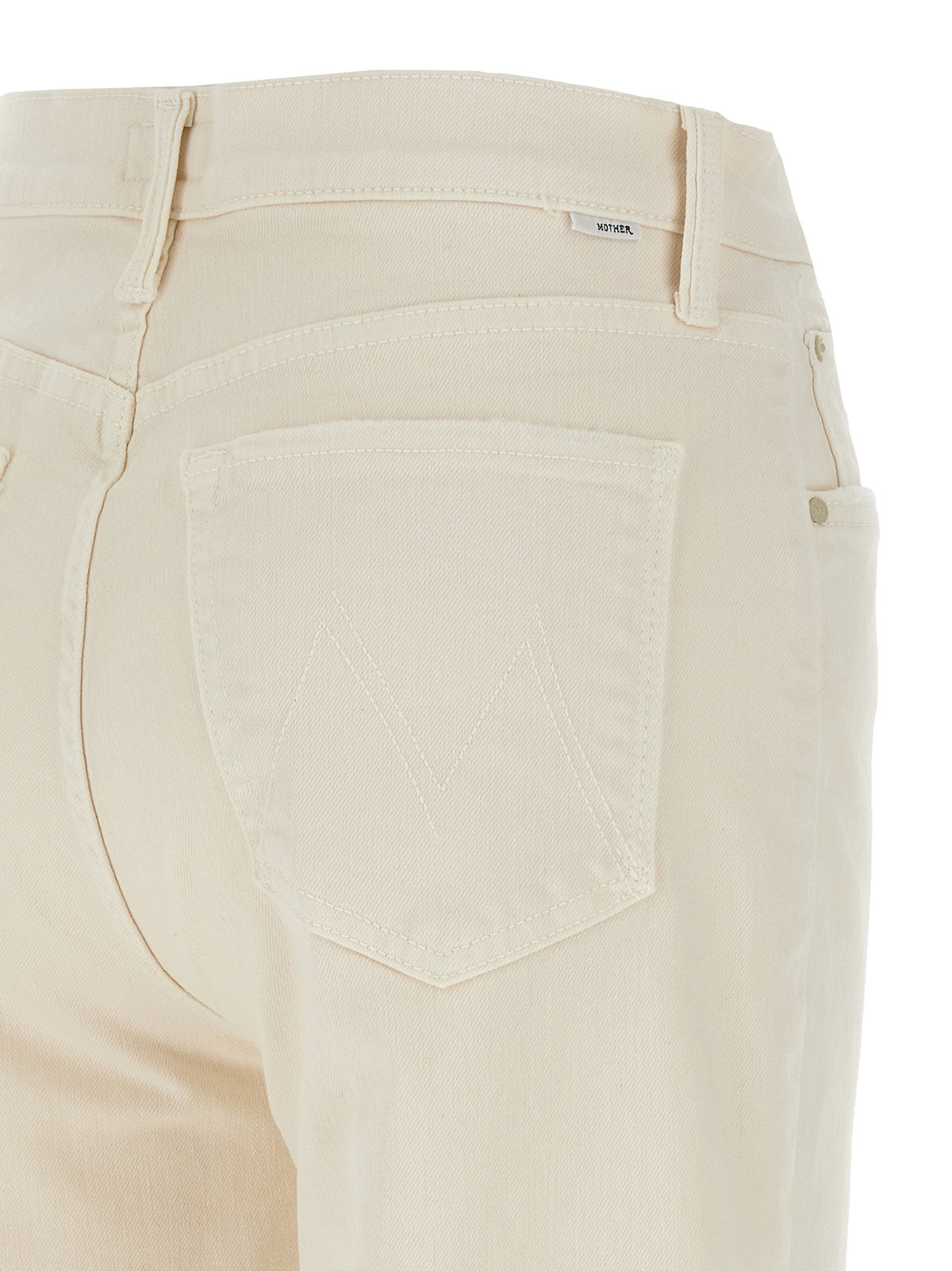 Mother Denim The Rambler Zip Ankle White High-Waisted Jeans