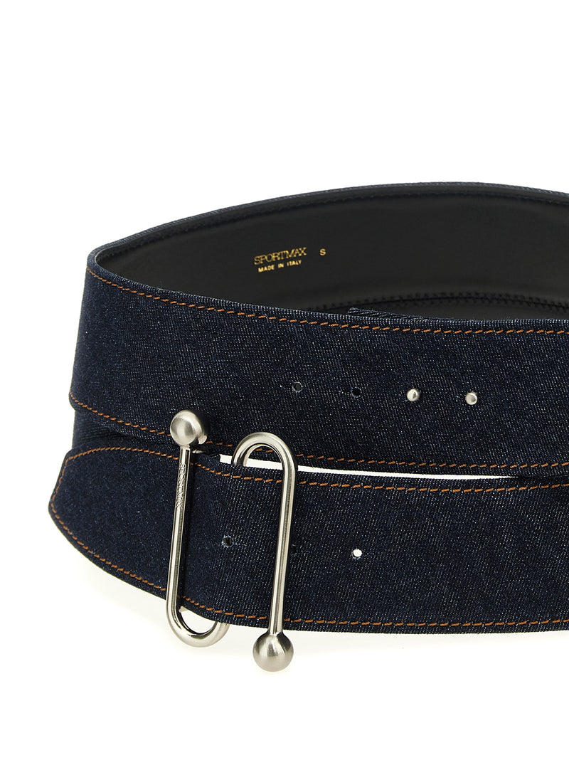 Sportmax Arabba1234 Blue Cotton High-Waist Belt