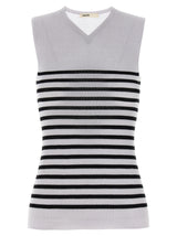 T-shirt sans manches bicolore en laine Khaite