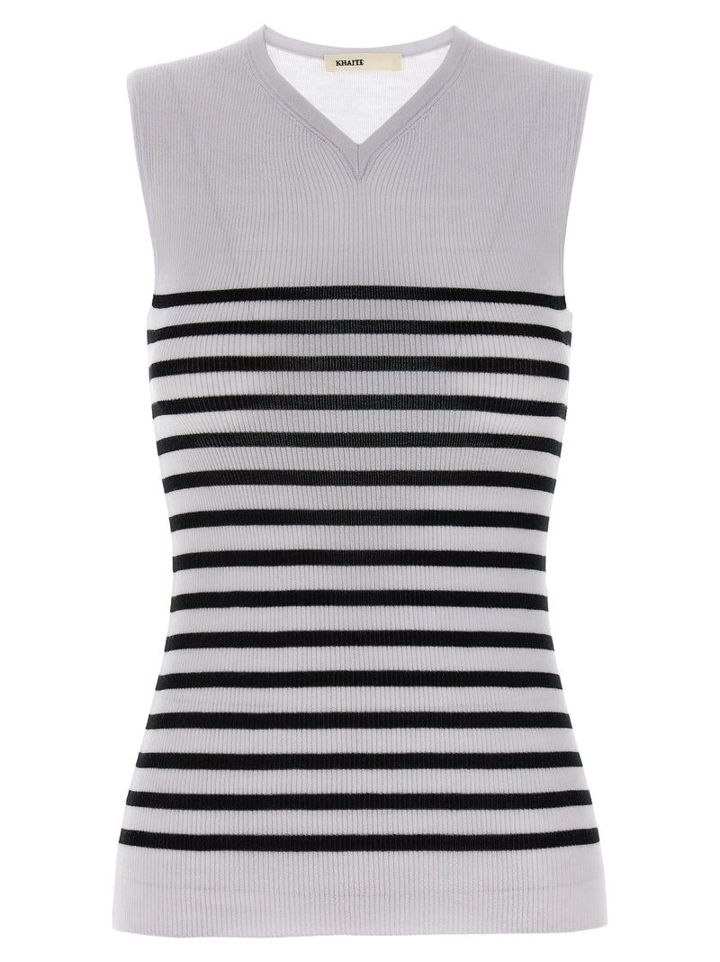 Khaite Bicolor Wool Sleeveles T-Shirt