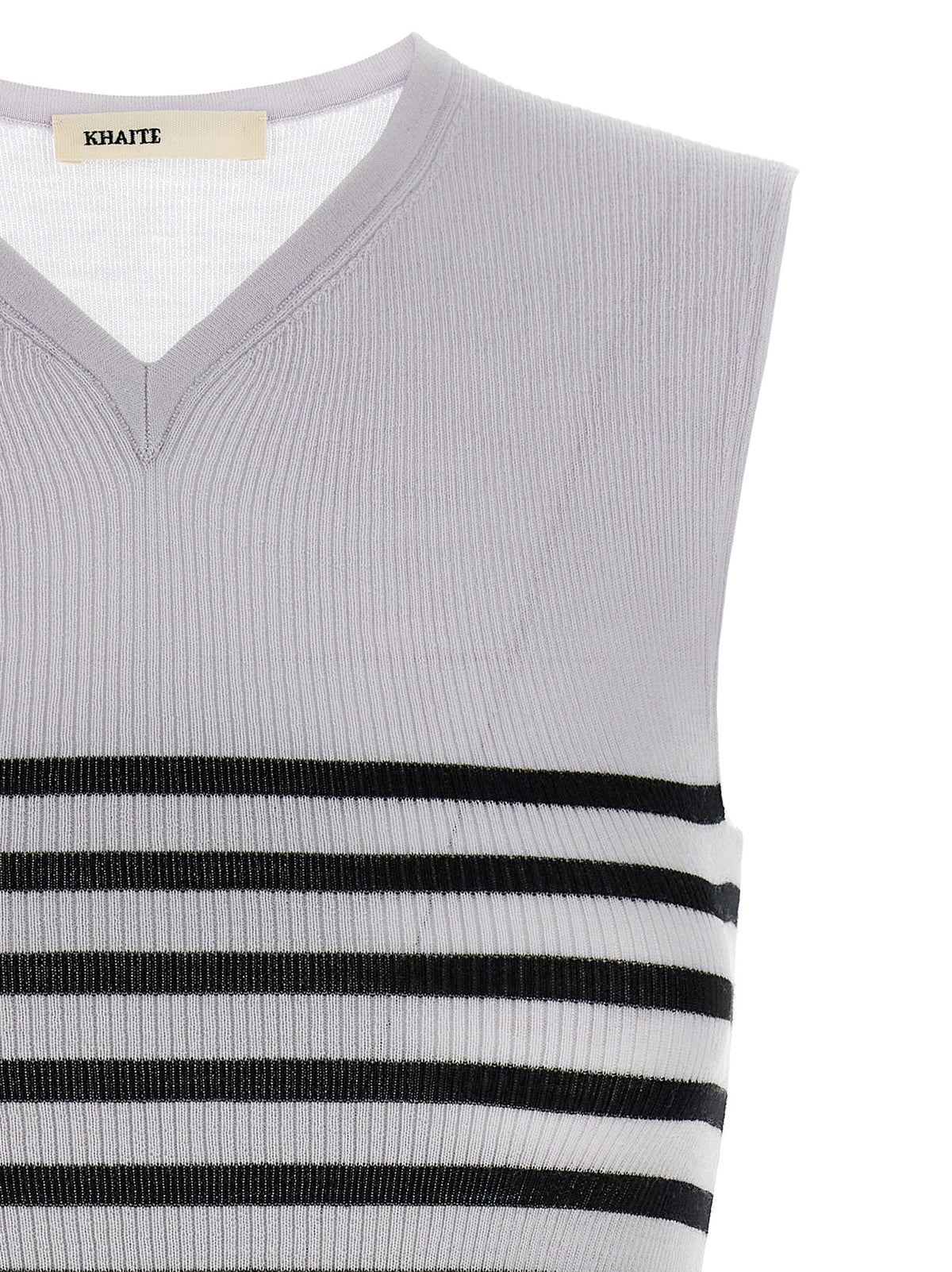 T-shirt sans manches bicolore en laine Khaite