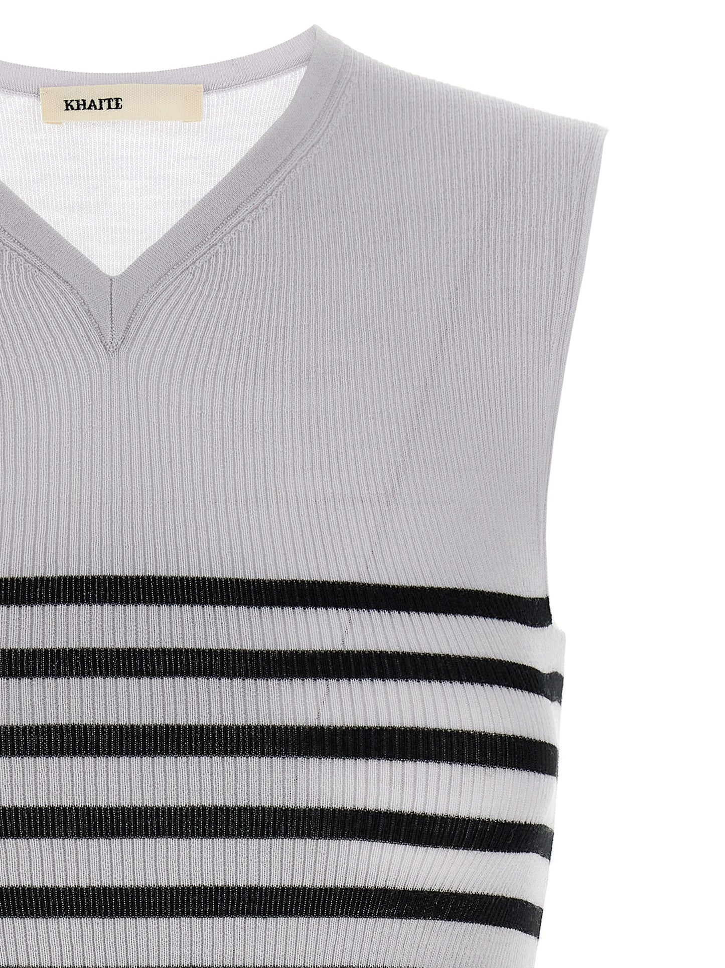 Khaite Bicolor Wool Sleeveles T-Shirt