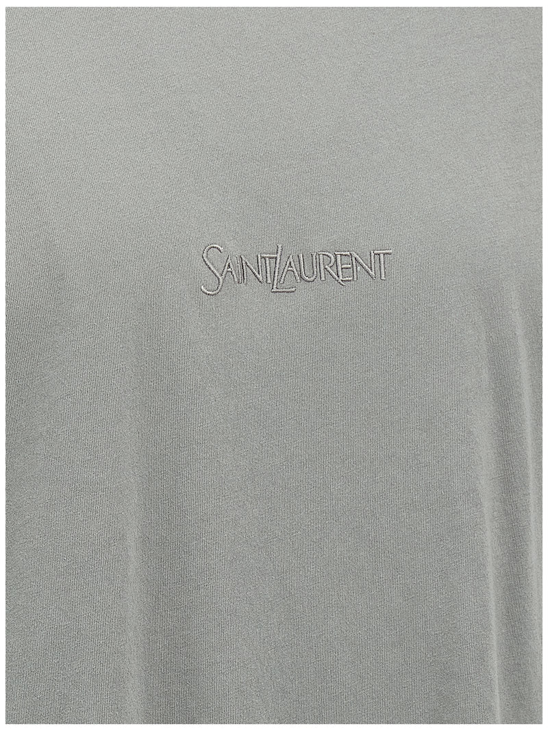 Saint Laurent Gray Cotton T-Shirt
