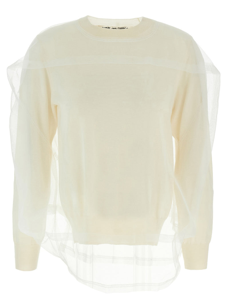 Comme Des Garçons White Wool Cardigan