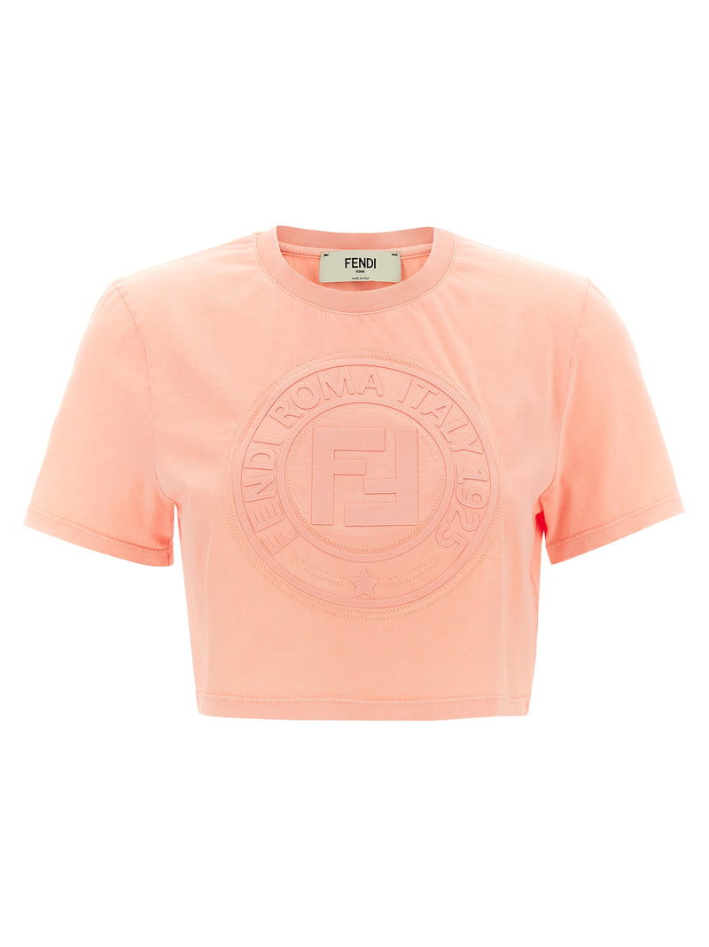 Fendi Multicolor Cotton T-Shirt with 3D Embroidery