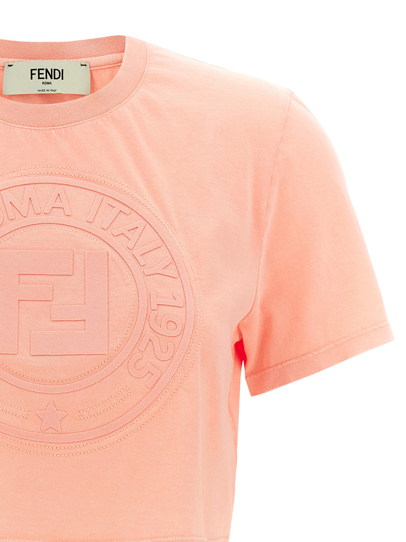 Fendi Multicolor Cotton T-Shirt with 3D Embroidery