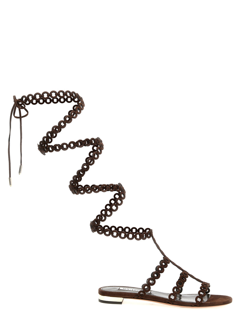 Sandales plates Aquazzura en peau de chèvre marron