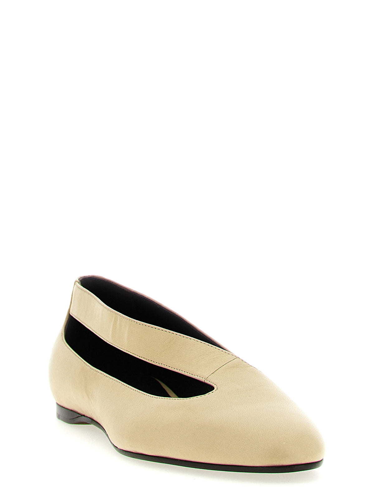 Khaite Diana Beige Lamb Leather Ballet Flats