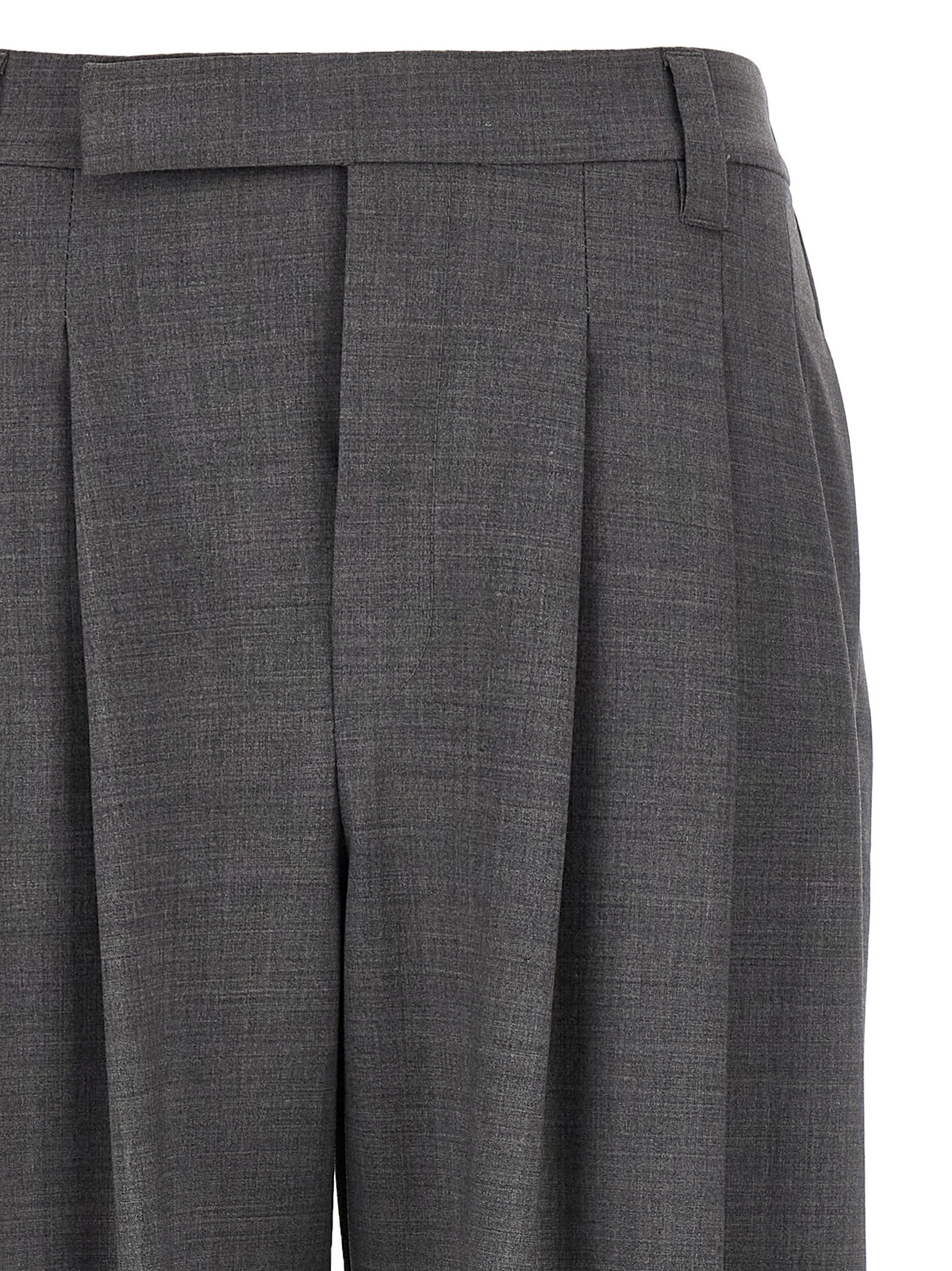 Brunello Cucinelli Pantalon décontracté gris en laine vierge
