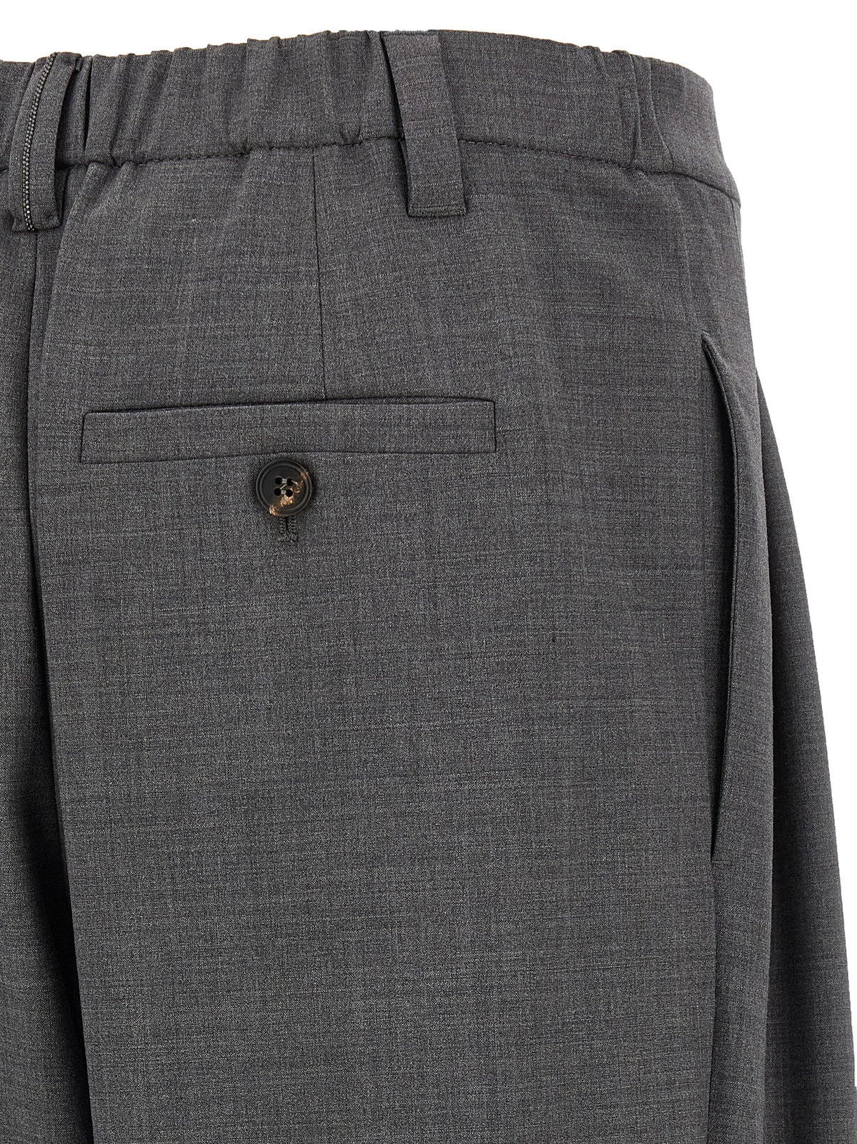 Brunello Cucinelli Pantalon décontracté gris en laine vierge