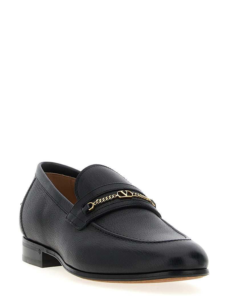 Valentino Garavani Black Goatskin Slip-On Loafers for Men