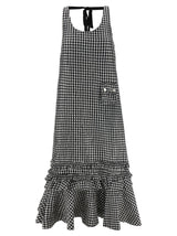 Ganni Black Crinkled Check Midi Dress - Sustainable Chic