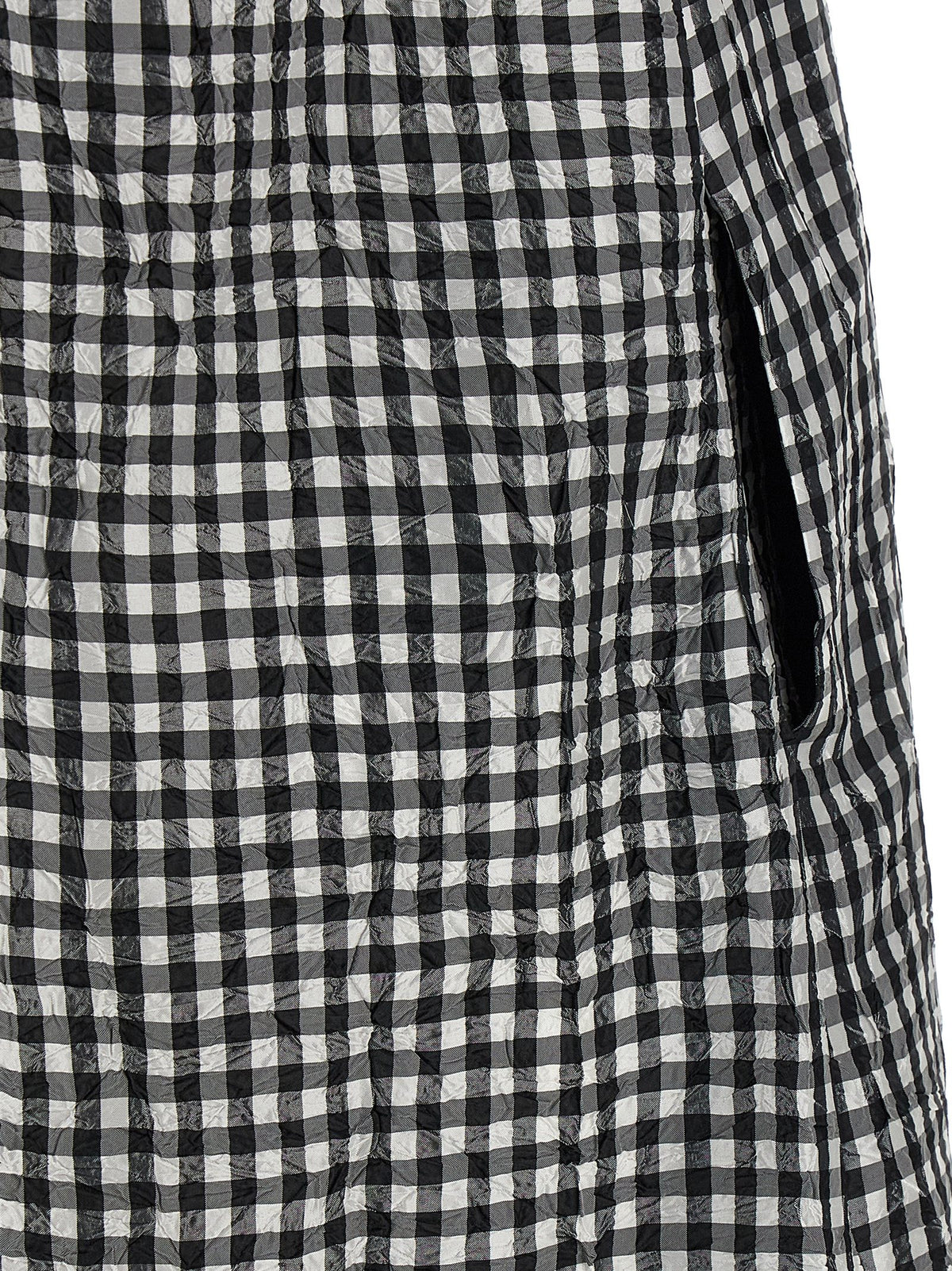 Ganni Black Crinkled Check Midi Dress - Sustainable Chic