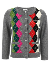 Cardigan Ganni en laine mérinos grise