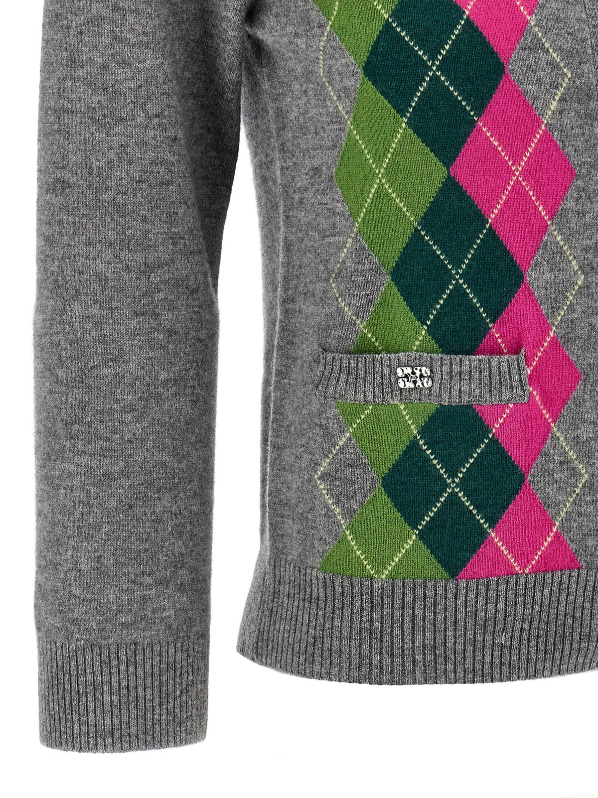 Cardigan Ganni en laine mérinos grise