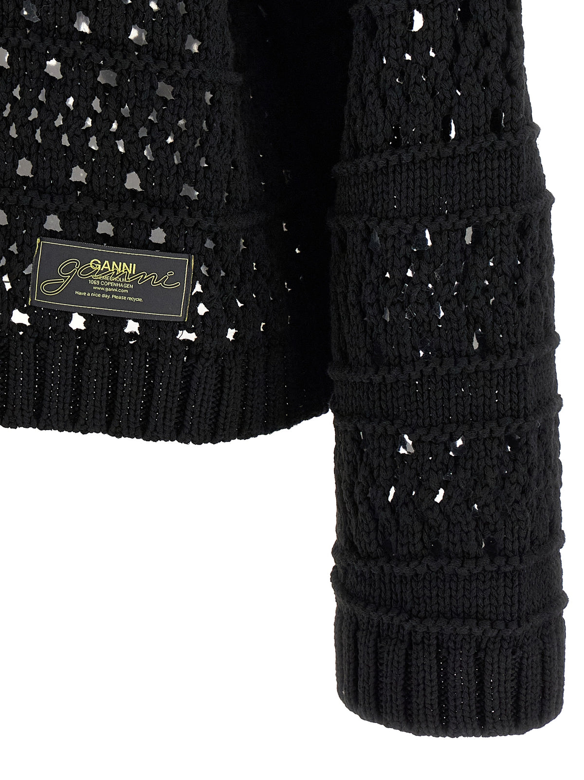Ganni Black Cotton Cardigan
