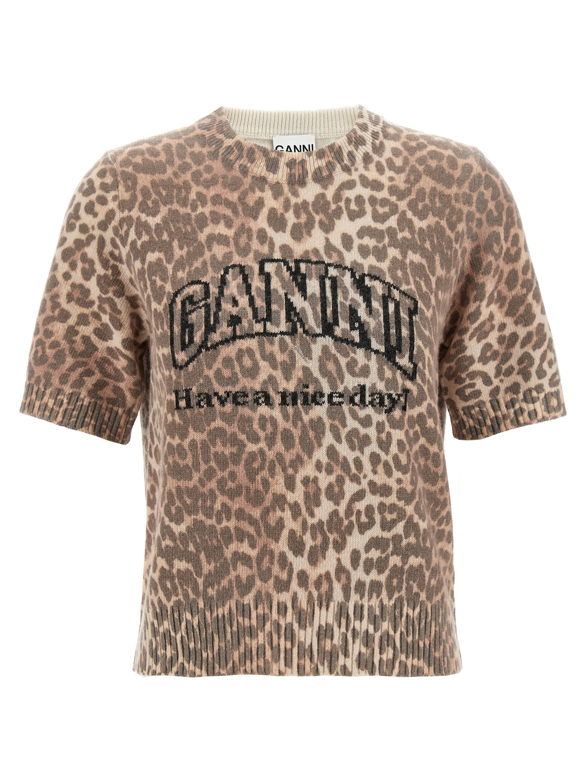 T-shirt en laine marron Ganni