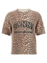 T-shirt en laine marron Ganni