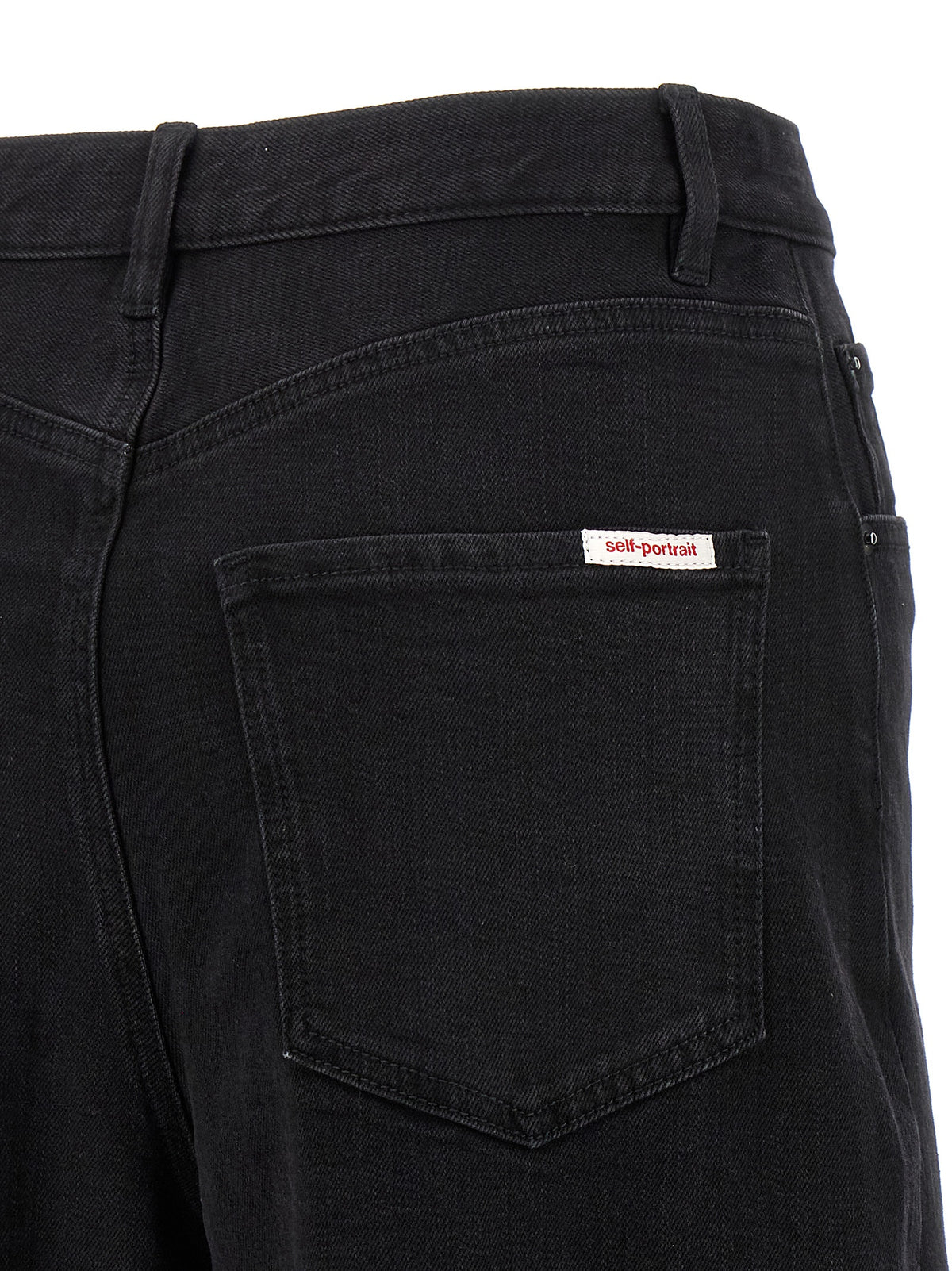 Self-Portrait Black Cotton High-Waisted Jean