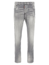 Dsquared² Gray Cotton Straight-Leg Jeans