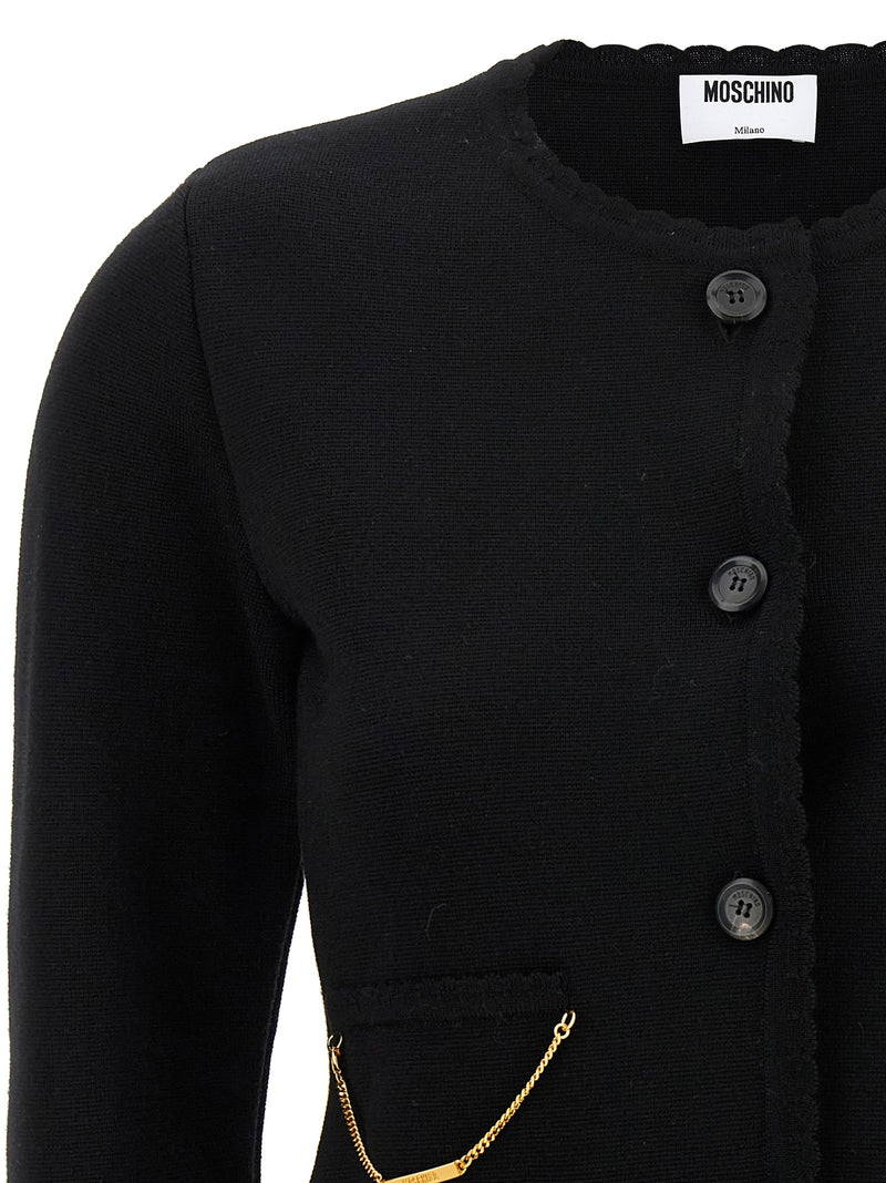 Moschino Black Virgin Wool Cardigan
