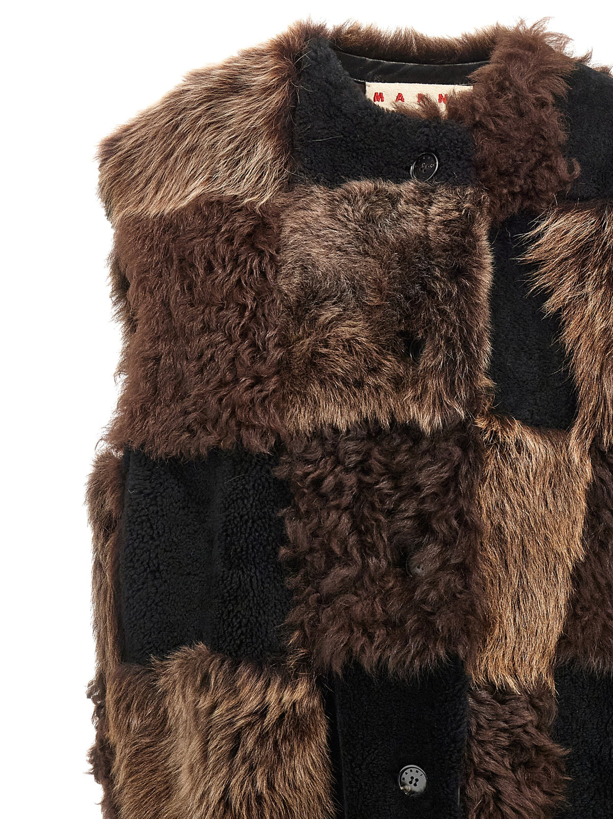 Marni Brown Lamb Fur Sleeveless Jacket