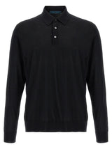 Kiton Black Wool Polo Shirt