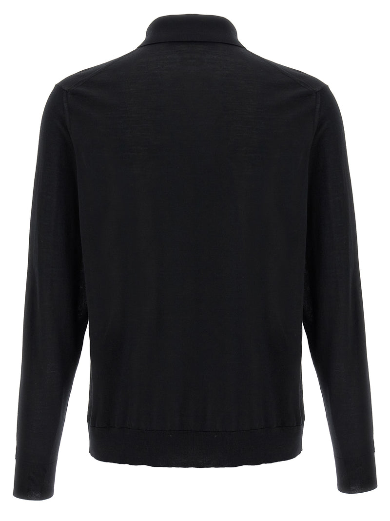 Kiton Black Wool Polo Shirt