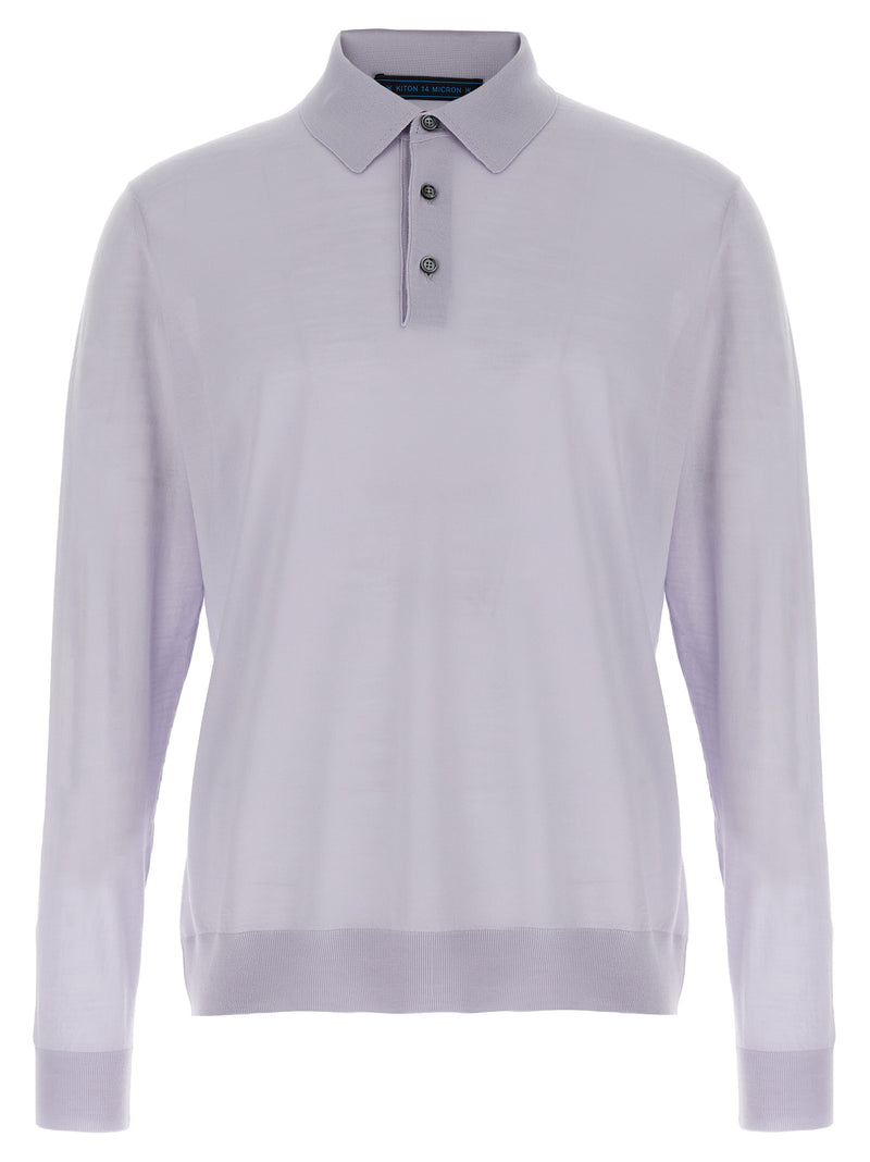 Kiton Blue Wool Polo Shirt