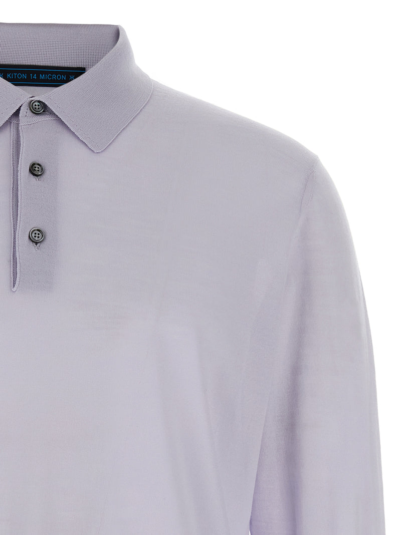 Kiton Blue Wool Polo Shirt