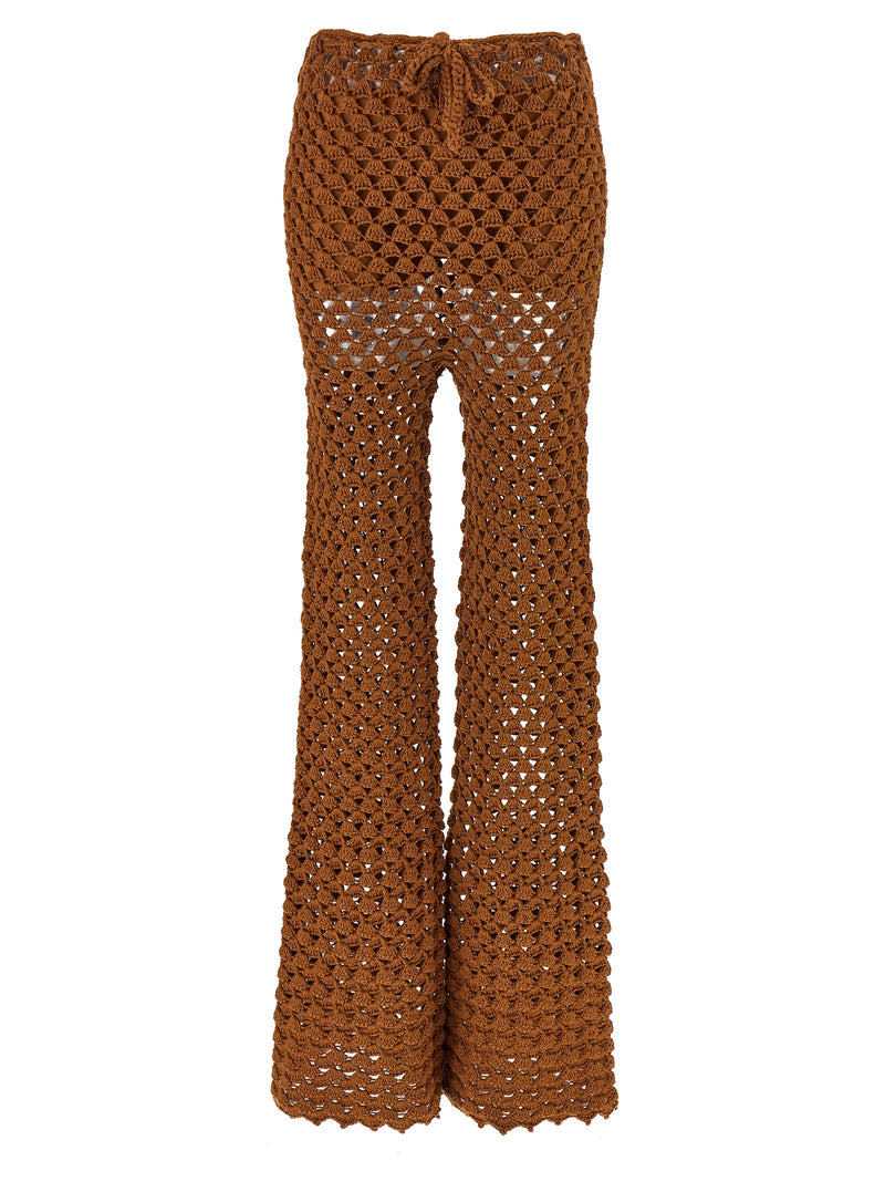 Ermanno Scervino Brown Cotton Flared Pants for Women