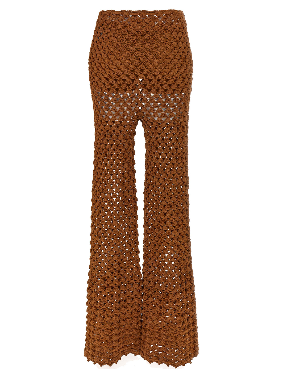 Ermanno Scervino Brown Cotton Flared Pants for Women