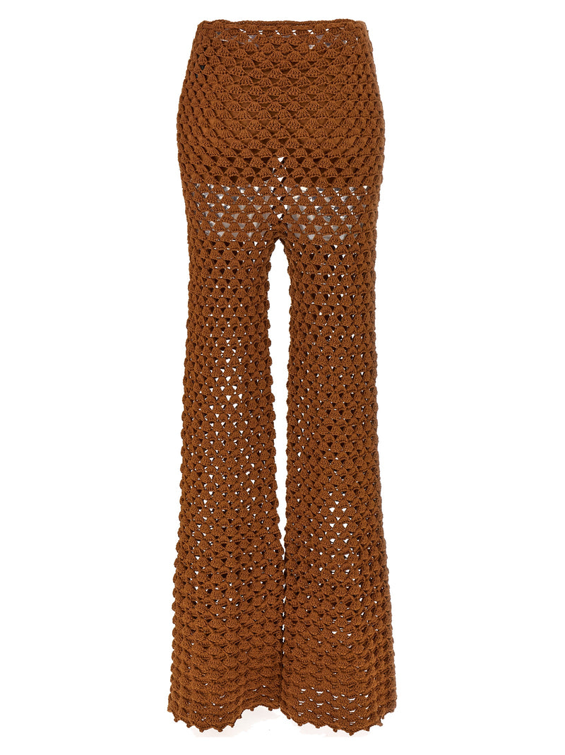 Ermanno Scervino Brown Cotton Flared Pants for Women