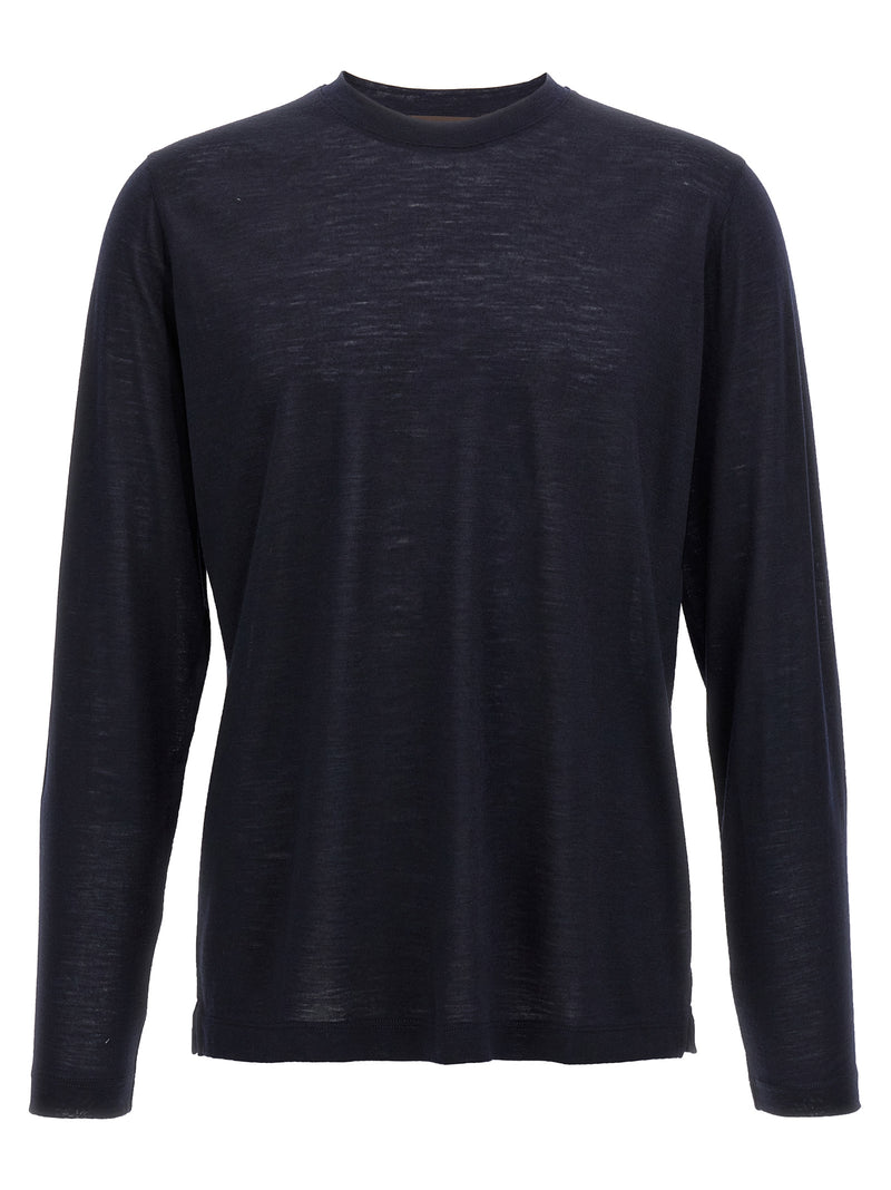ZANONE Blue Virgin Wool Long Sleeve Sportswear T-Shirt