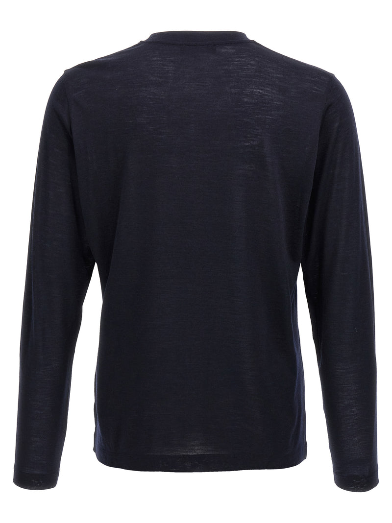 ZANONE Blue Virgin Wool Long Sleeve Sportswear T-Shirt