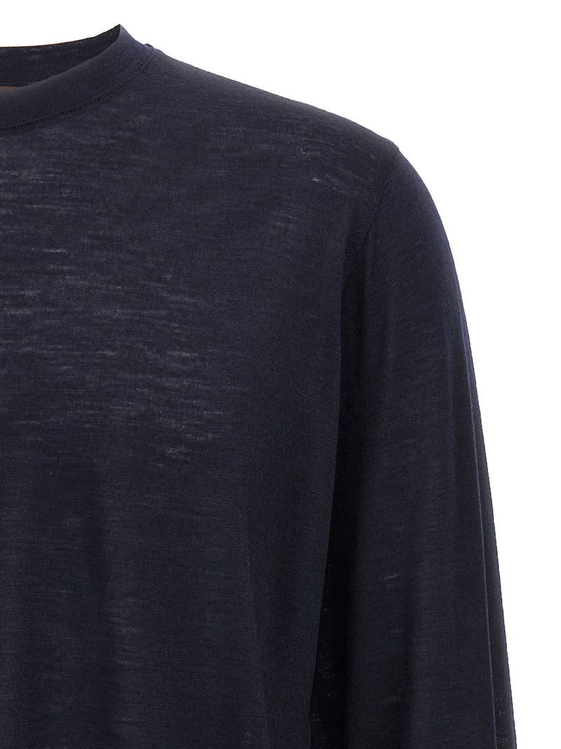 ZANONE Blue Virgin Wool Long Sleeve Sportswear T-Shirt