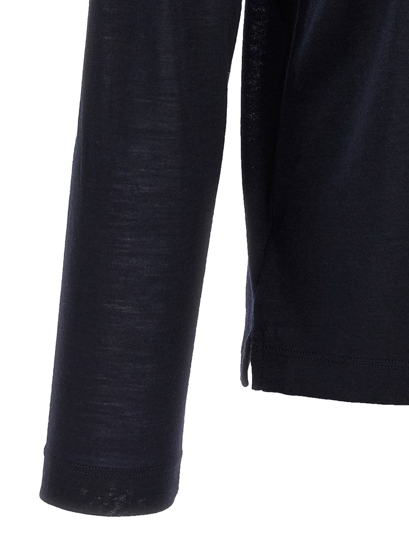 ZANONE Blue Virgin Wool Long Sleeve Sportswear T-Shirt