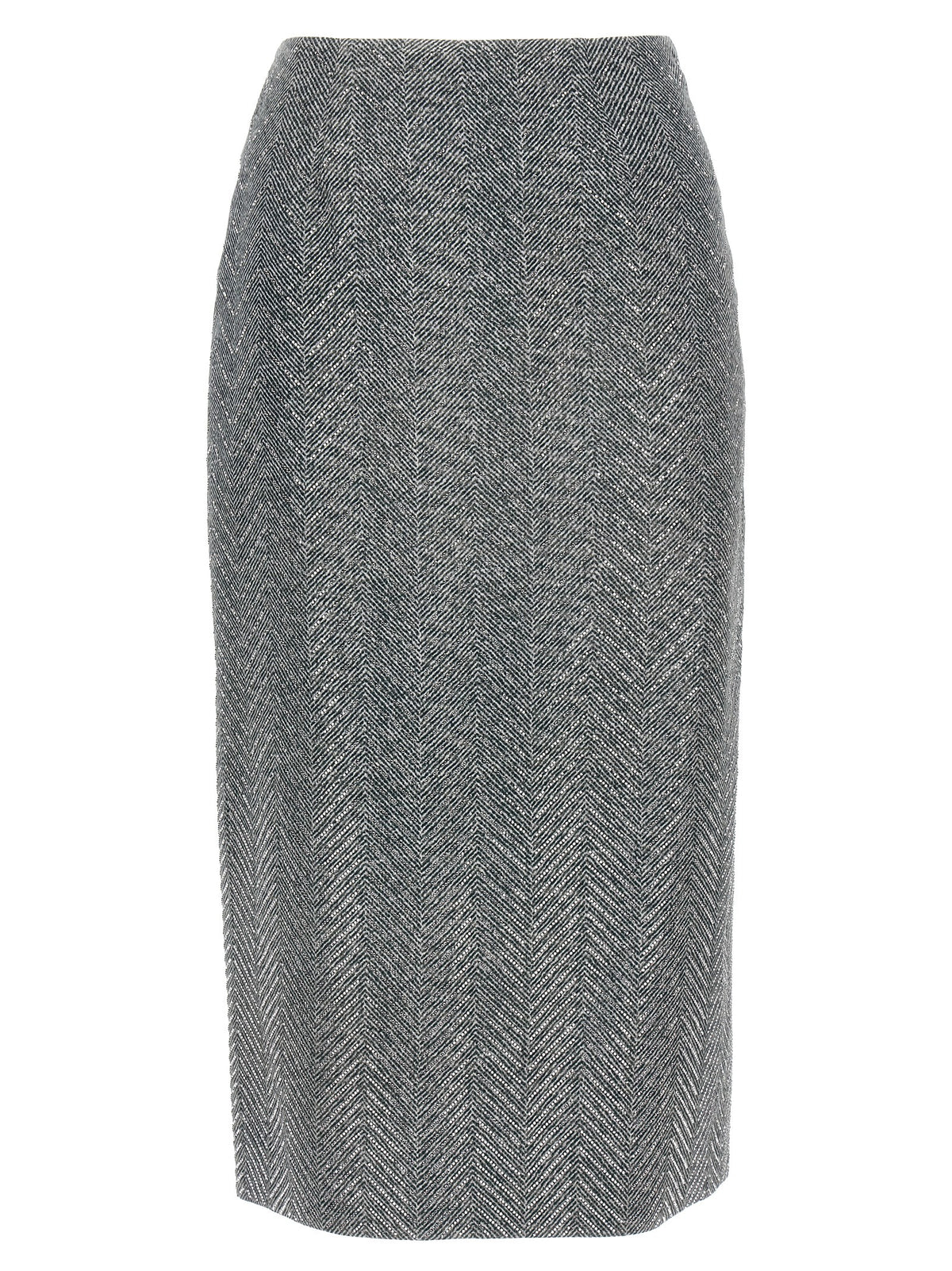 Ermanno Scervino Gray Silk Midi Skirt