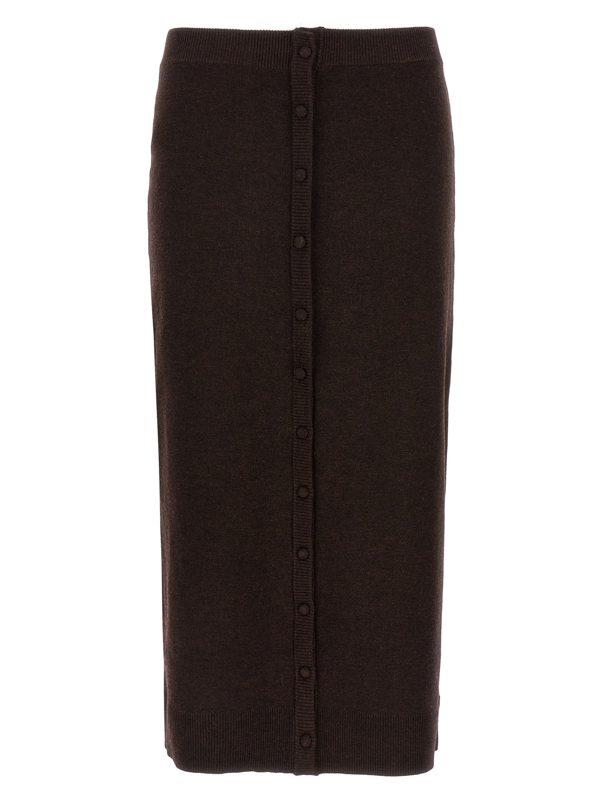 Victoria Beckham Brown Wool Midi Skirt