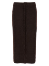 Victoria Beckham Brown Wool Midi Skirt