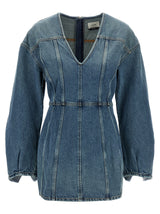 Haikure Blue Cotton Short Dress