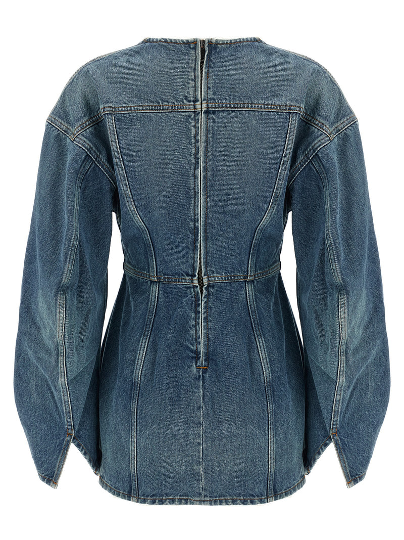 Haikure Blue Cotton Short Dress
