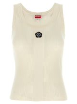 T-Shirt Kenzo Sans Manches en Viscose Blanche