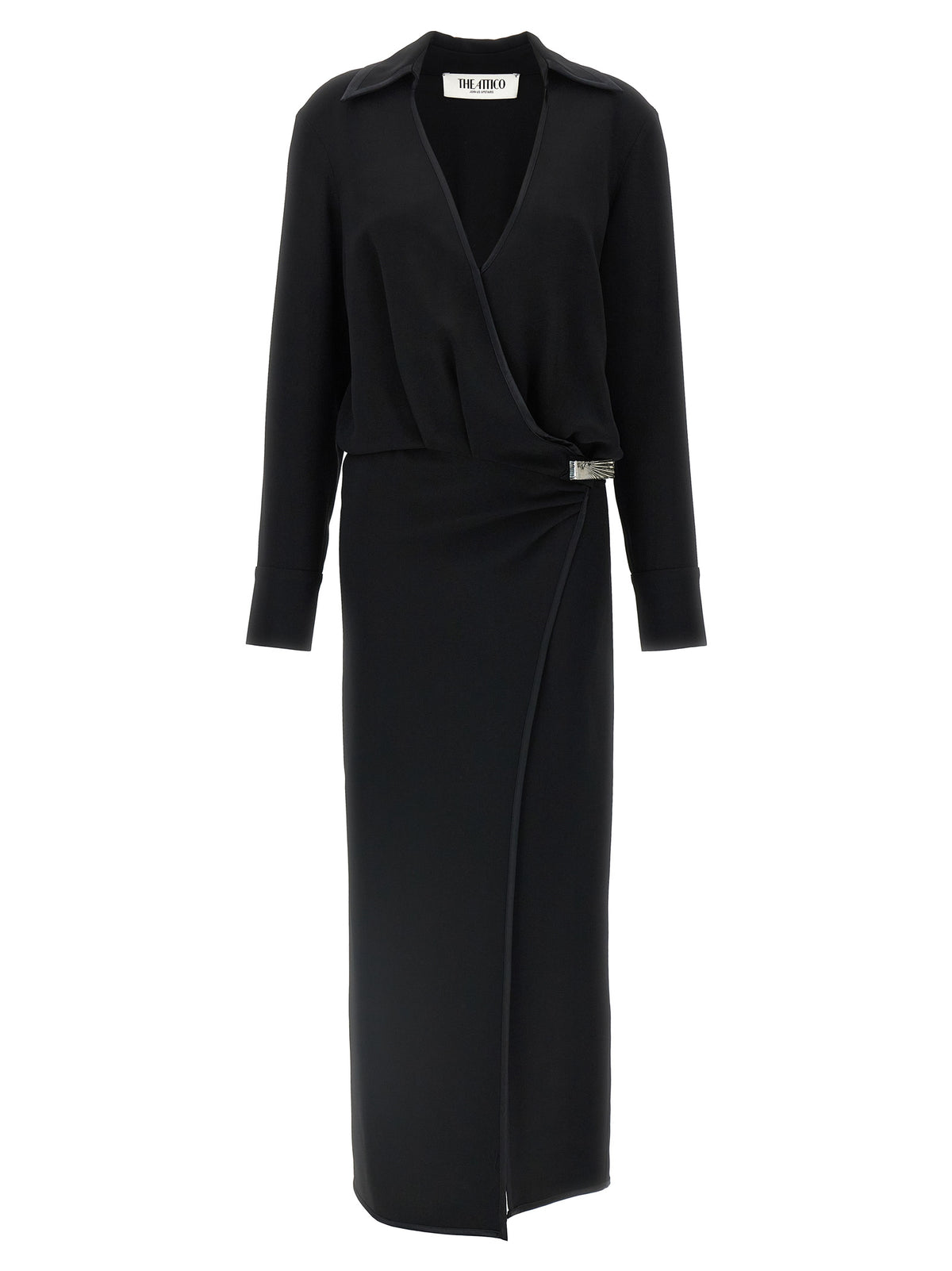 The Attico Black Marabou Midi Dress
